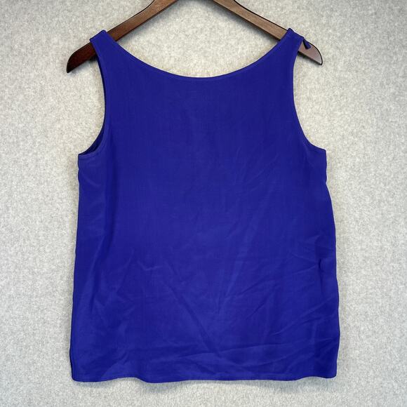 Classiques For Nordstrom Top Womens Size Medium Petite Royal Blue 100% Silk Tank - Picture 2 of 10